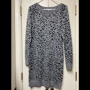 Grey + black leopard sweater dress